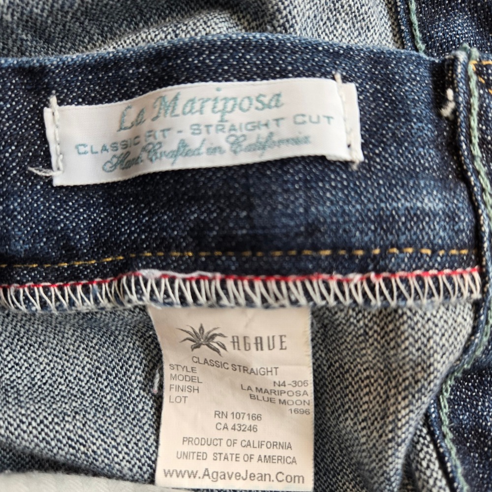 Agave La Mariposa Blue Moon Wash Classic Straight Leg Womens 31 Denim Jeans - Picture 4 of 9